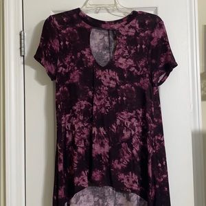 Purple Tiedye Blouse with Keyhole Neck